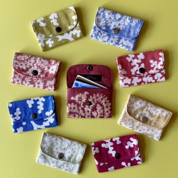 ClogglesDesign Credit Card Wallet made from discontinued fabric samples. Various fabrics. Holds up to 10 credit cards.