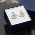 watercasted sterling silver flower post earrings