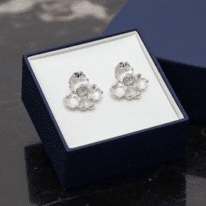 watercasted sterling silver flower post earrings