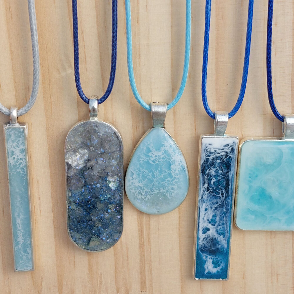 Resin necklaces with sea effects by aquaticfreckle