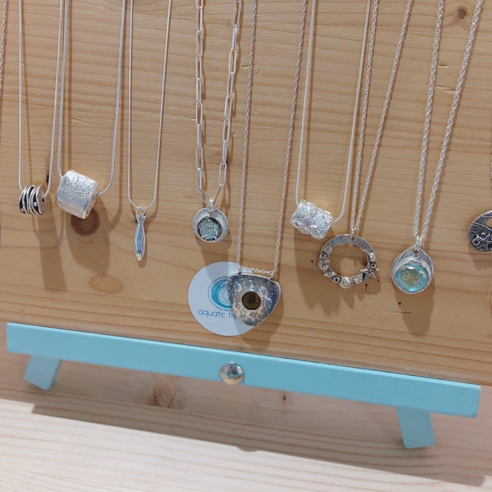Handmade water inspired fine silver necklaces