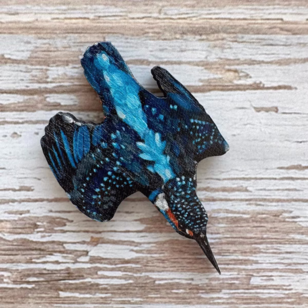 Laser Cut Wooden Kingfisher Decorative Magnet