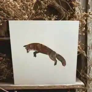 Recycled Blank Greetings Card with leaping fox design