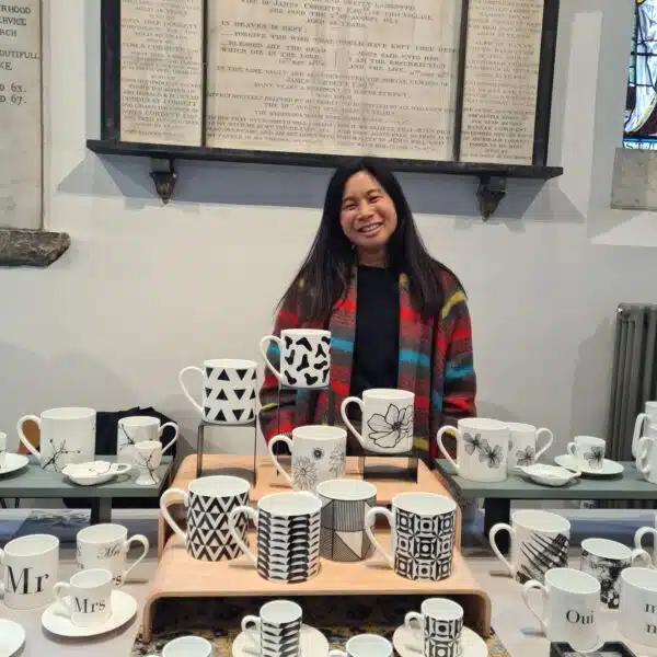 happy trader at walthamstow village market sta marys church