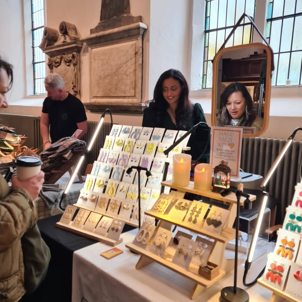shopping at xmas fair st marys church walthamstow village