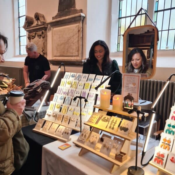 shopping at xmas fair st marys church walthamstow village