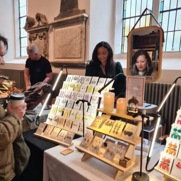 shopping at xmas fair st marys church walthamstow village