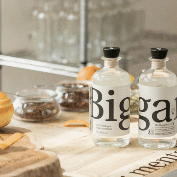 Two bottles of Biggar Gin
