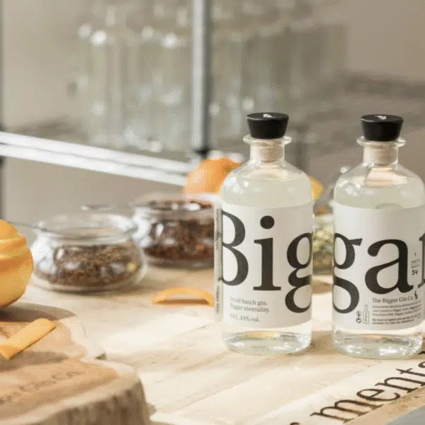 Two bottles of Biggar Gin