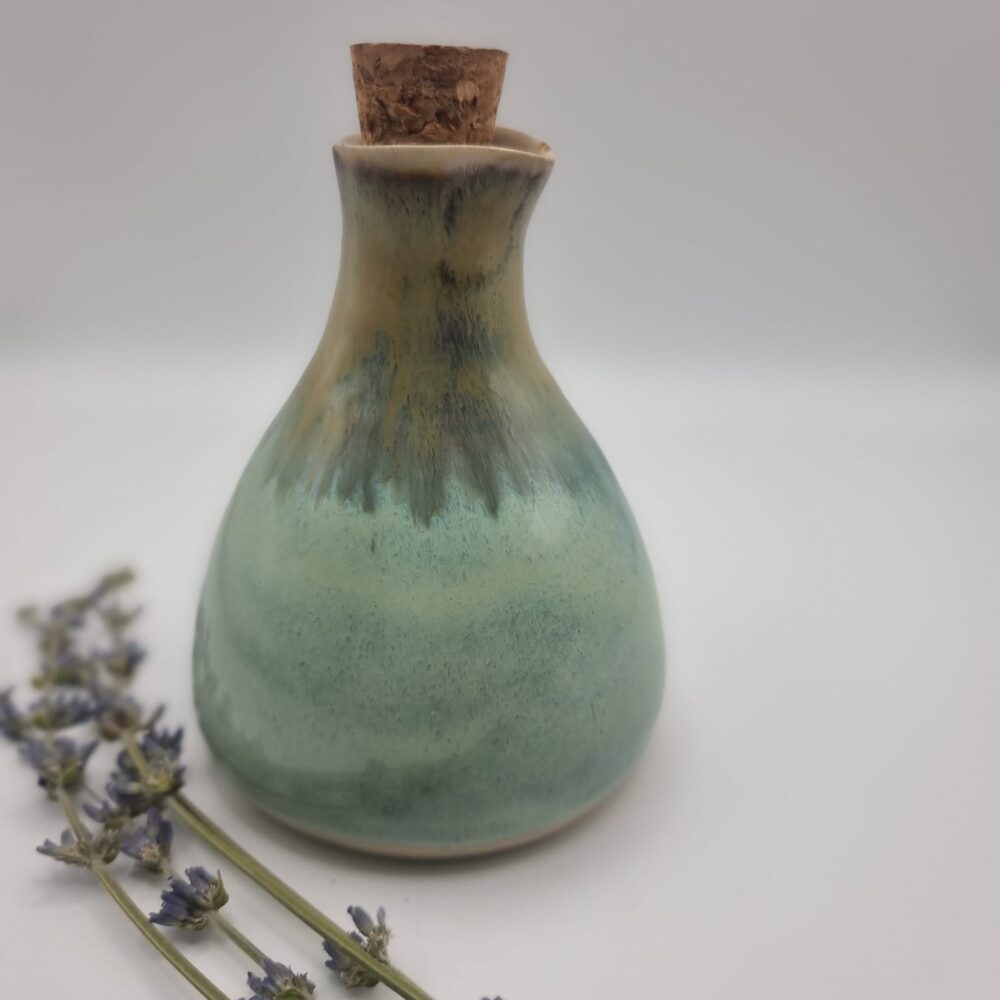 CB Pottery Artisan Woodland Pond Oil Bottle