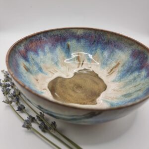 CB Pottery Large Handthrown bowl beautiful brown blue glaze
