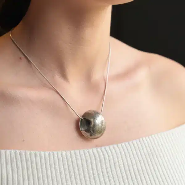 Purple Phoenix Jewellery-To The Moon And Back large pendant being worn by model