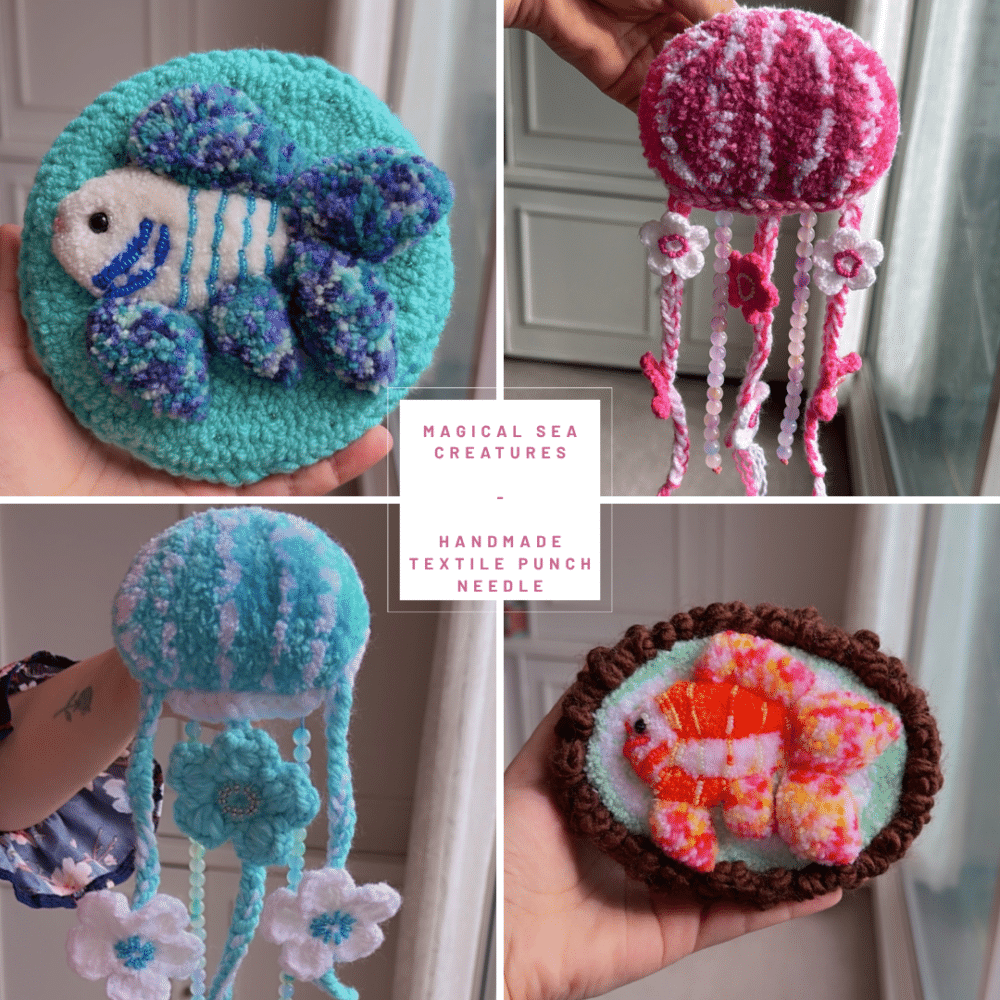 Magical Sea Creatures - Handmade Textile Punch Needle