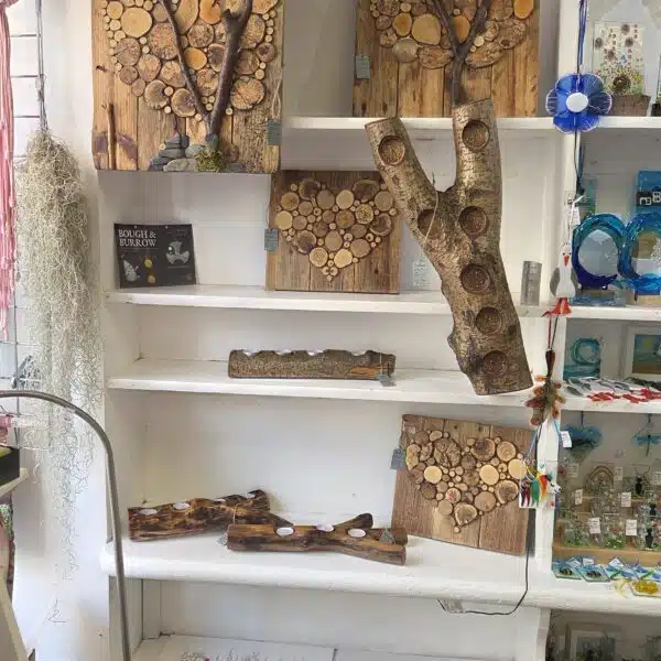 Handmade items from tealight holders to wood slice art. By Bough & Burrow