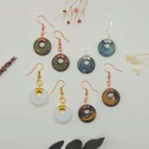 4 pairs of different donut-shaped dangle earrings by SunstoneAndFern