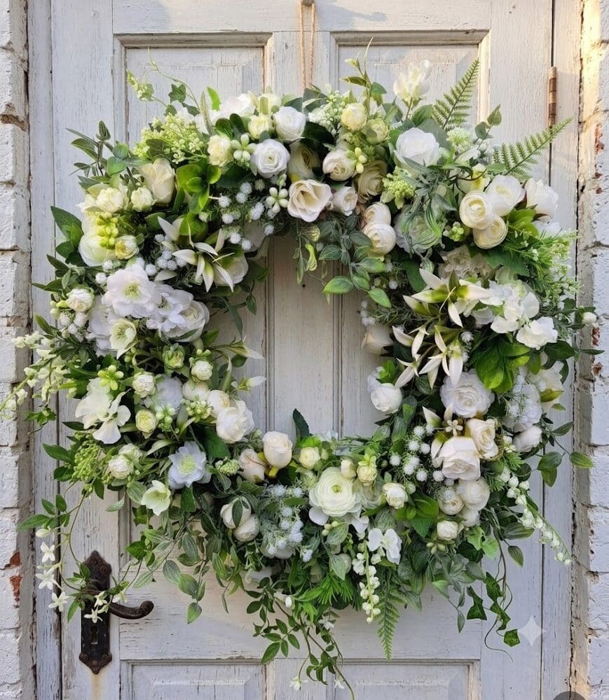 White wreath, Elle Blooms and Prints