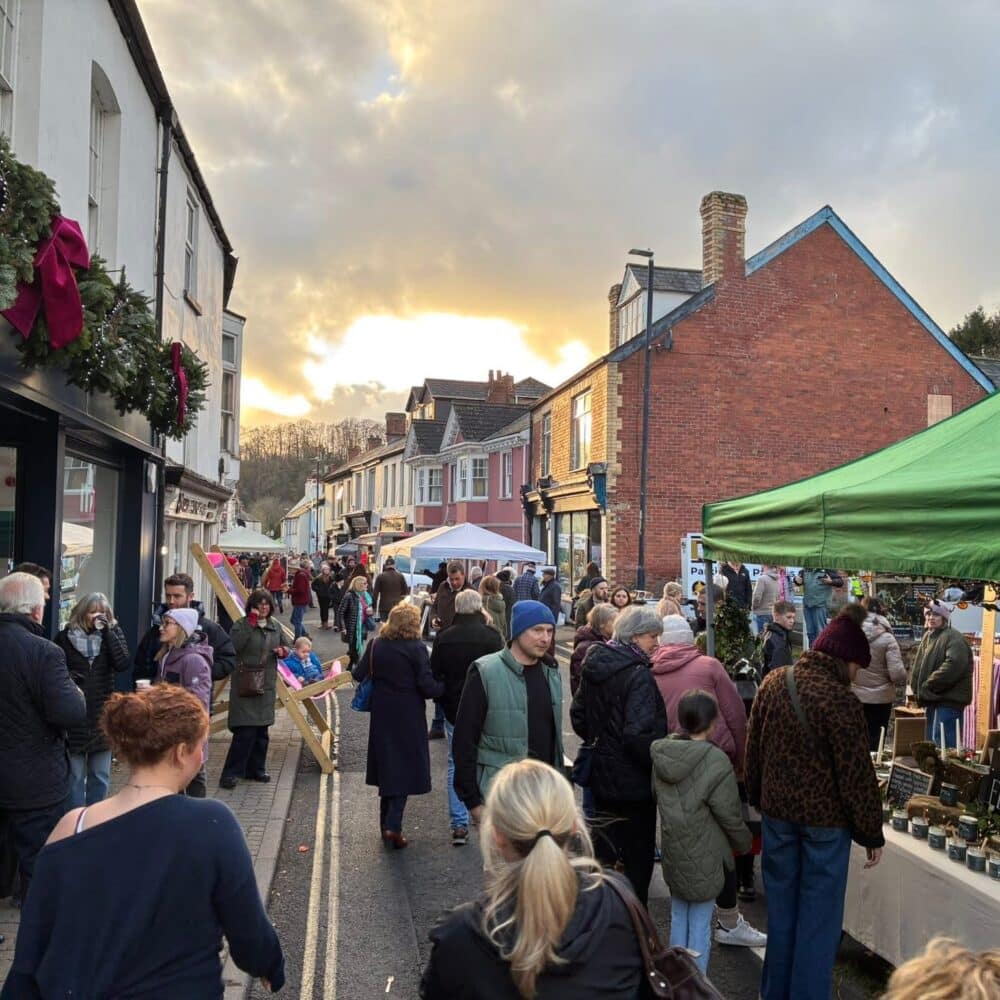 Usk street market in daytime